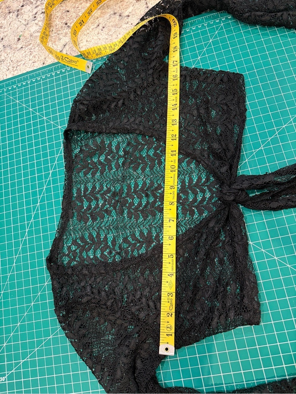 Black Lace Bell Sleeve Tie Front Shrug Crochet Boho Festival Top Estimated XS/S - Picture 2 of 7